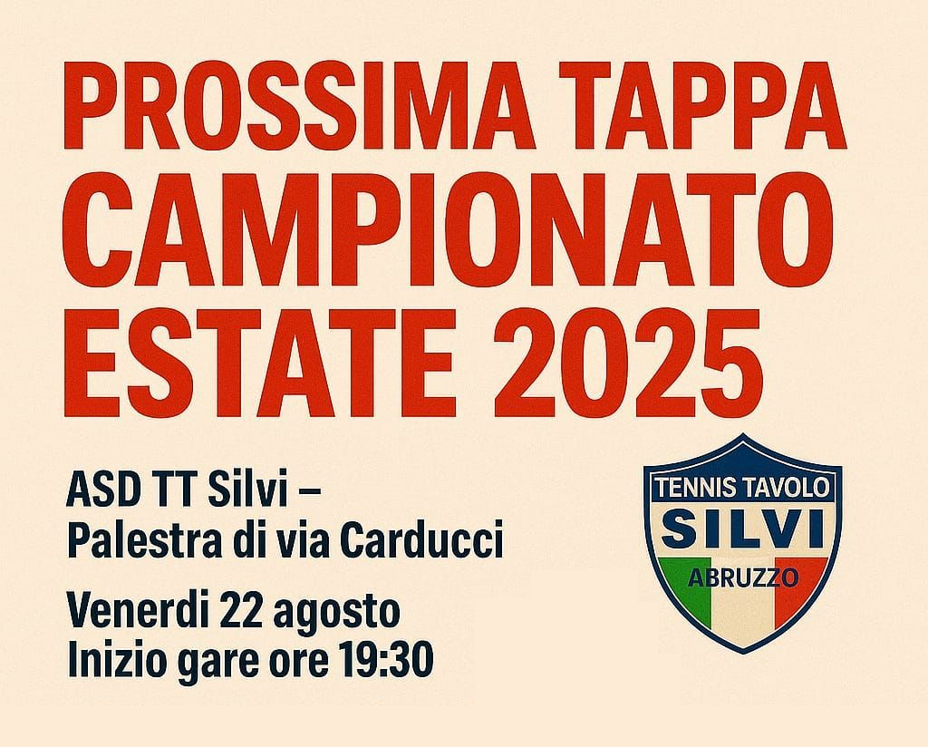Pausa di Ferragosto del Campionato di Tennistavolo ESTATE 2025 - Locandina